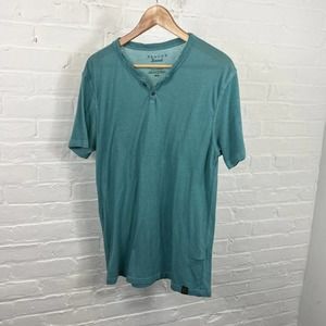 Lucky Brand Men's Burnout Stretch V-Neck T-Shirt Cap Sleeve Solid Green Size M